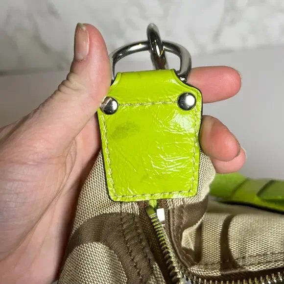 Coach Signature Stripe Khaki and Like Purse - Picture 9 of 13